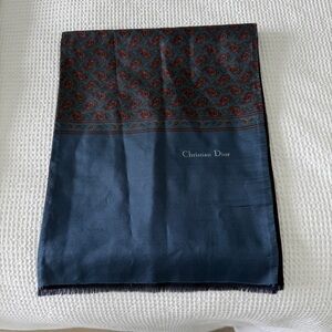 Dior Navy and Red Paisley Scarf